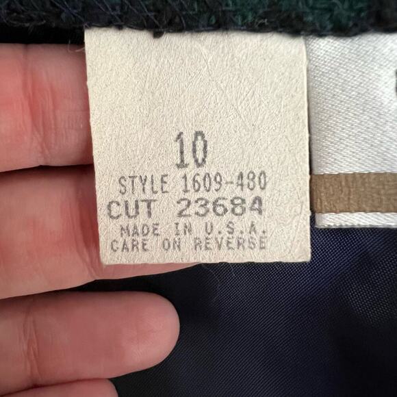 Vintage BRIGGS Wool Tartan Plaid High Waist Green and Blue Made in USA Skirt 10P - Picture 10 of 11